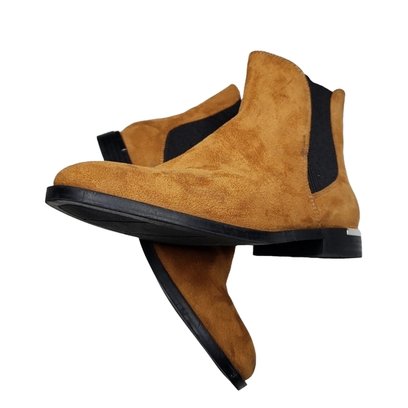 Nine West | Cognac Brown Suede Almond Toe Southwestern Ankle Booties Women's 7 - Picture 9 of 13